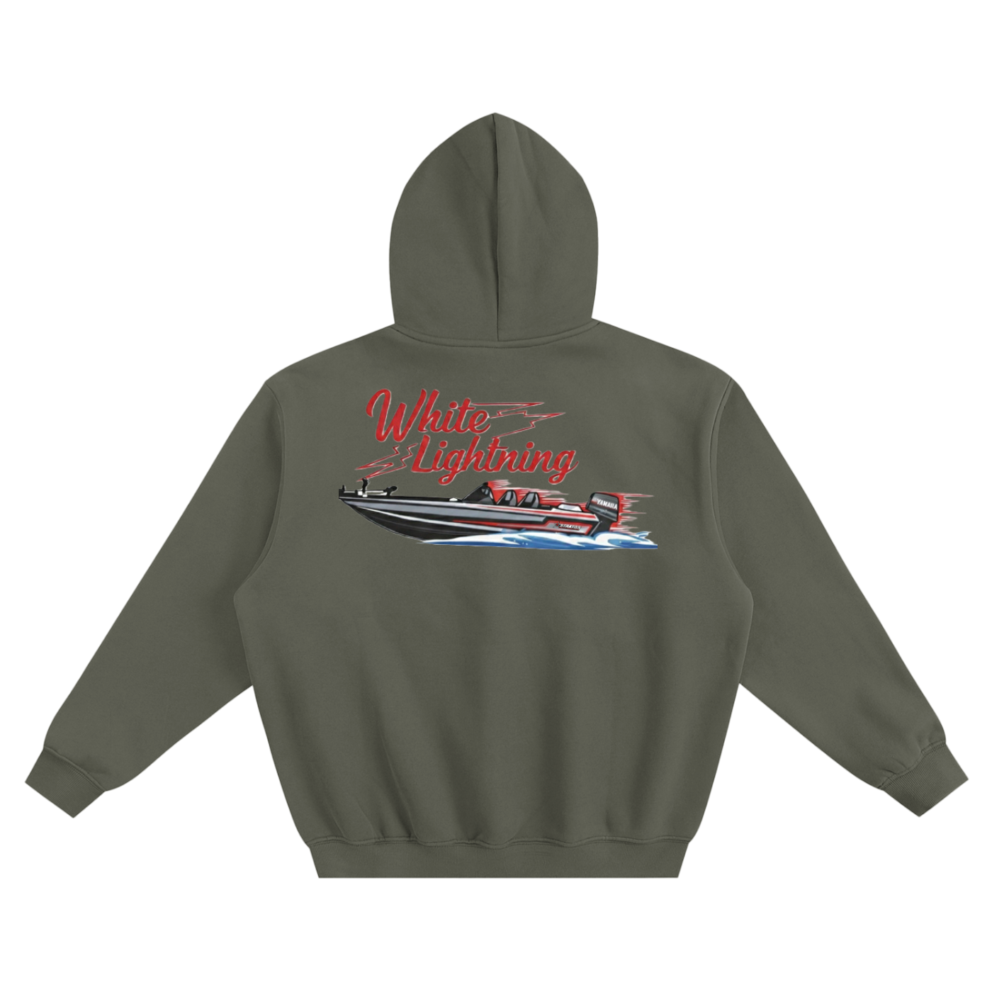 White Lightning "full throttle" Fleeced Boxy Hoodie