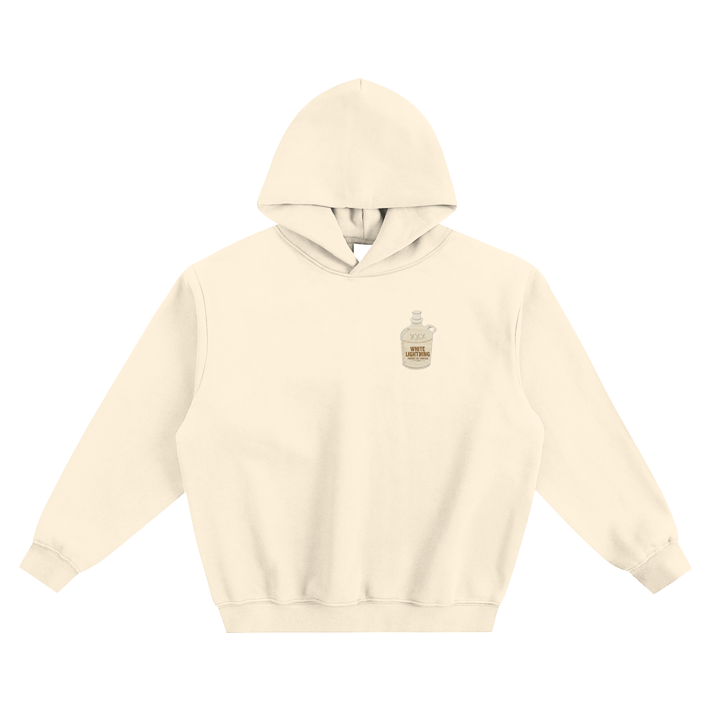 White Lightning "full throttle" Fleeced Boxy Hoodie