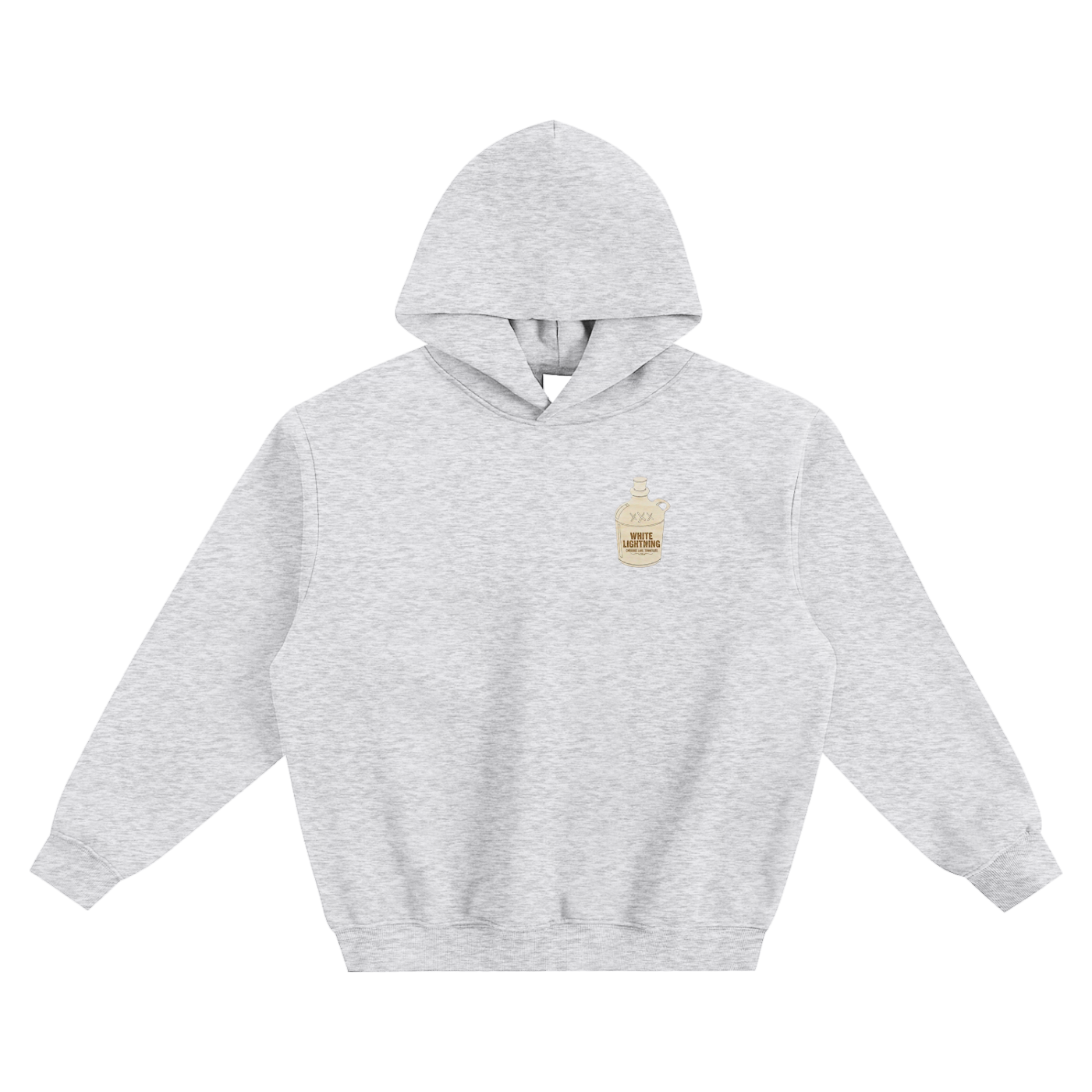 White Lightning "full throttle" Fleeced Boxy Hoodie
