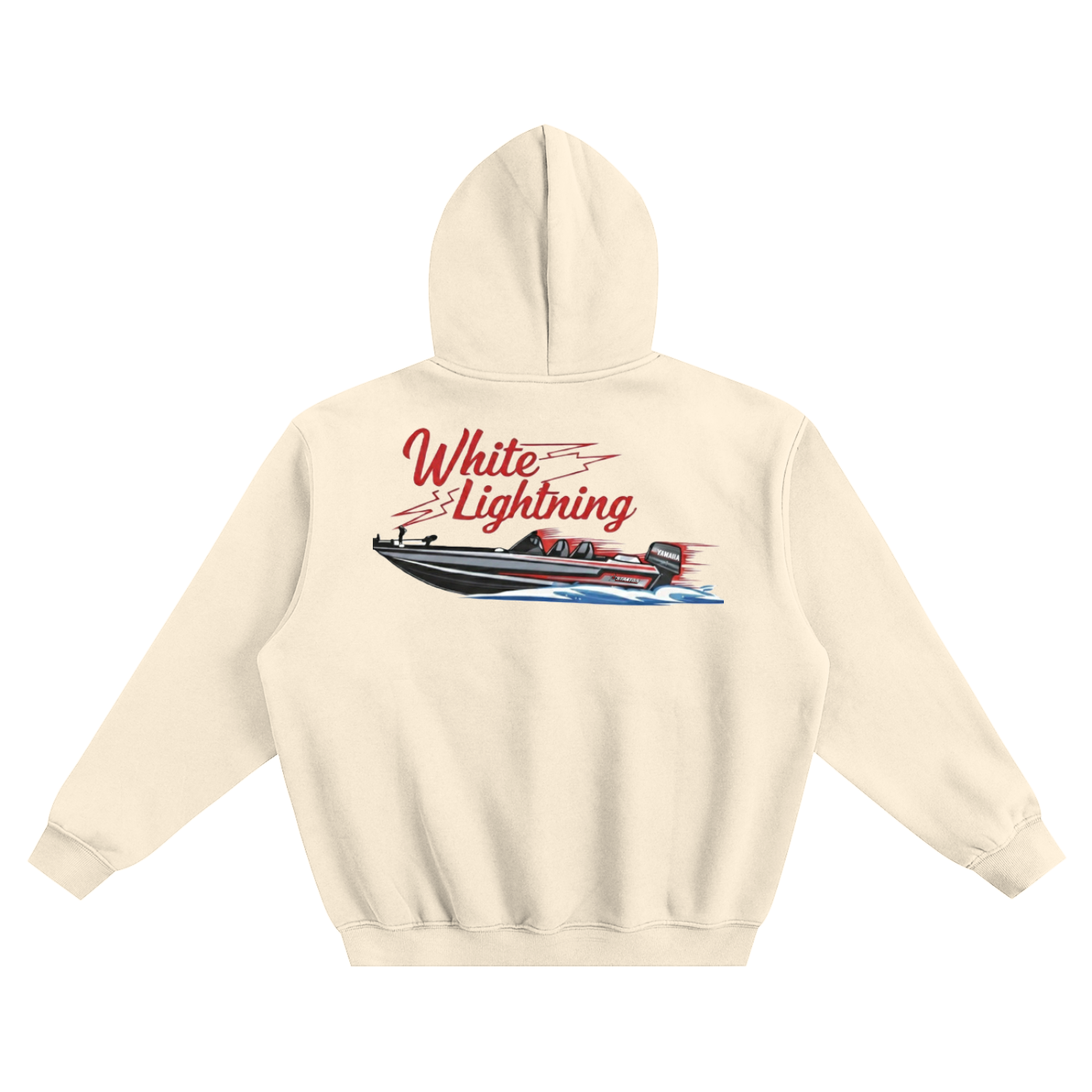 White Lightning "full throttle" Fleeced Boxy Hoodie