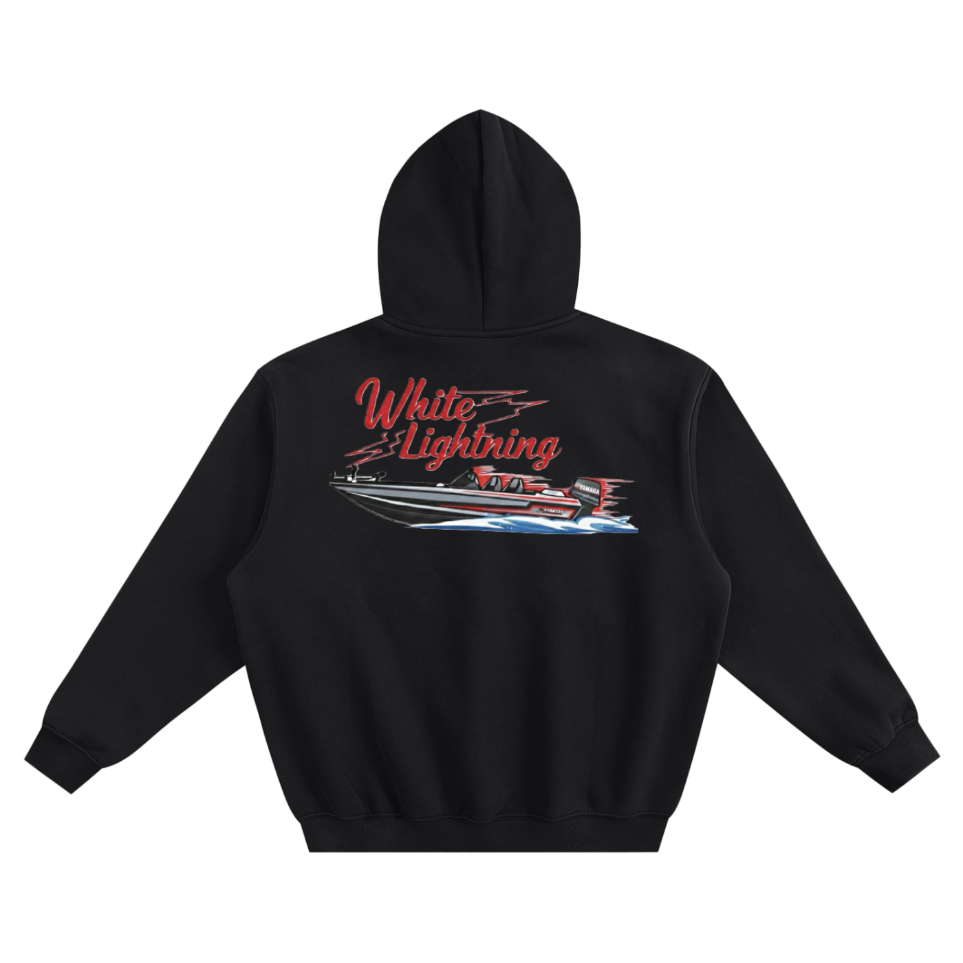 White Lightning "full throttle" Fleeced Boxy Hoodie