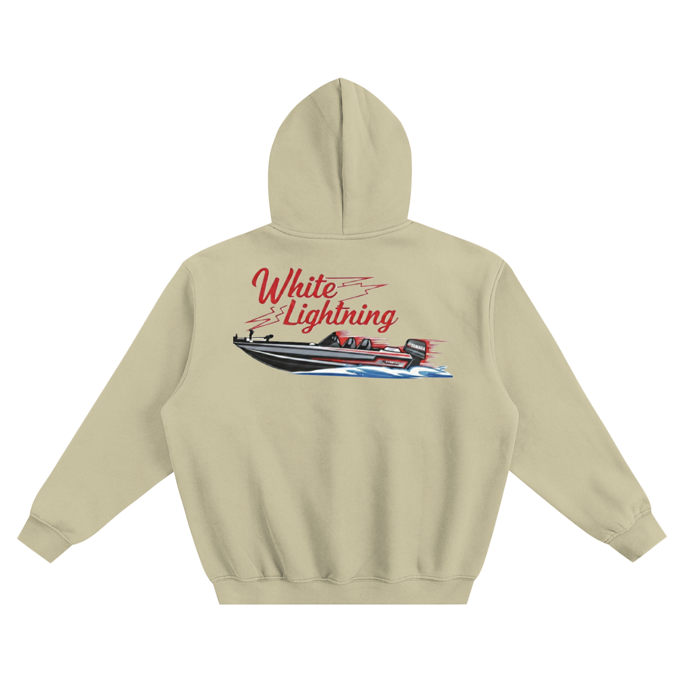 White Lightning "full throttle" Fleeced Boxy Hoodie
