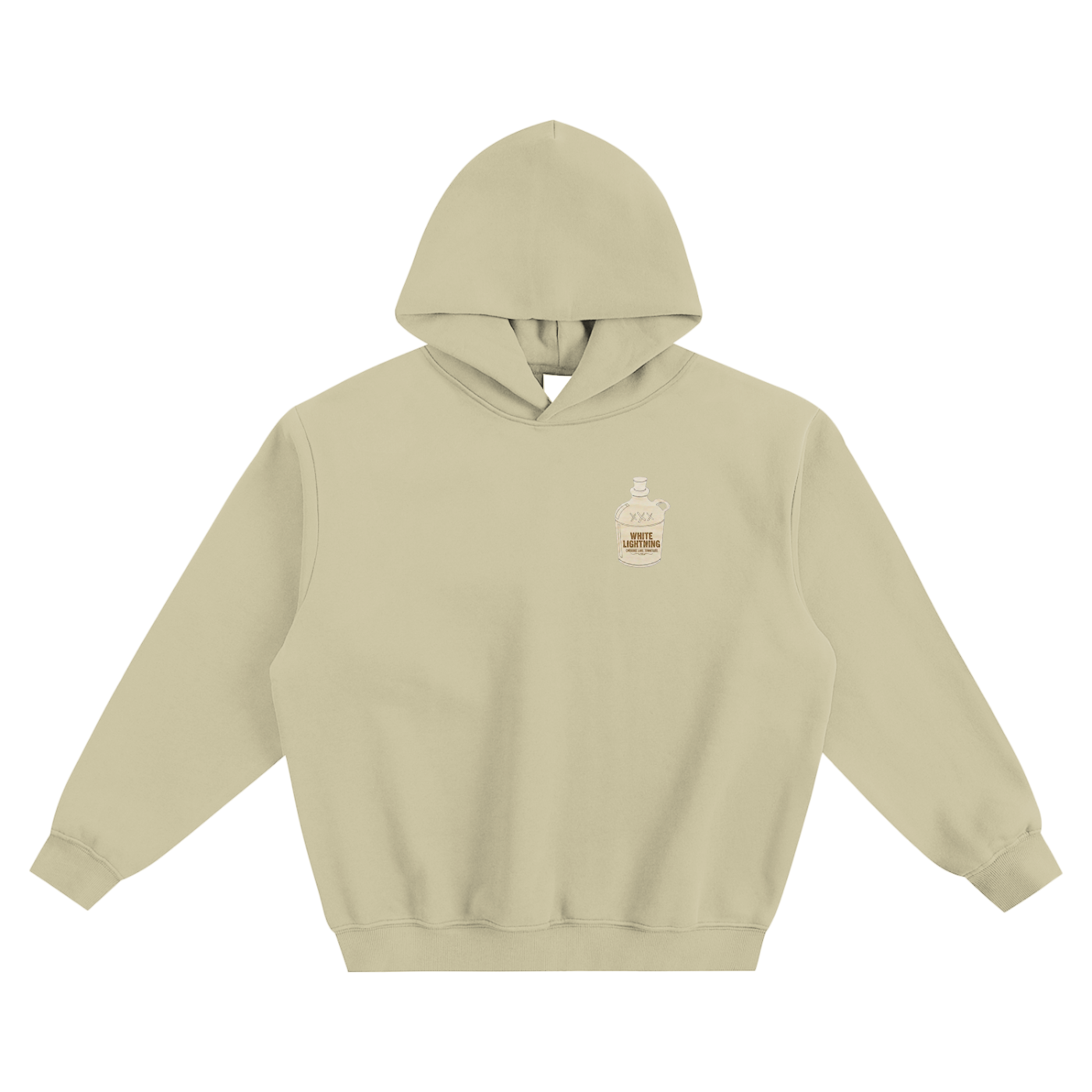 White Lightning "full throttle" Fleeced Boxy Hoodie