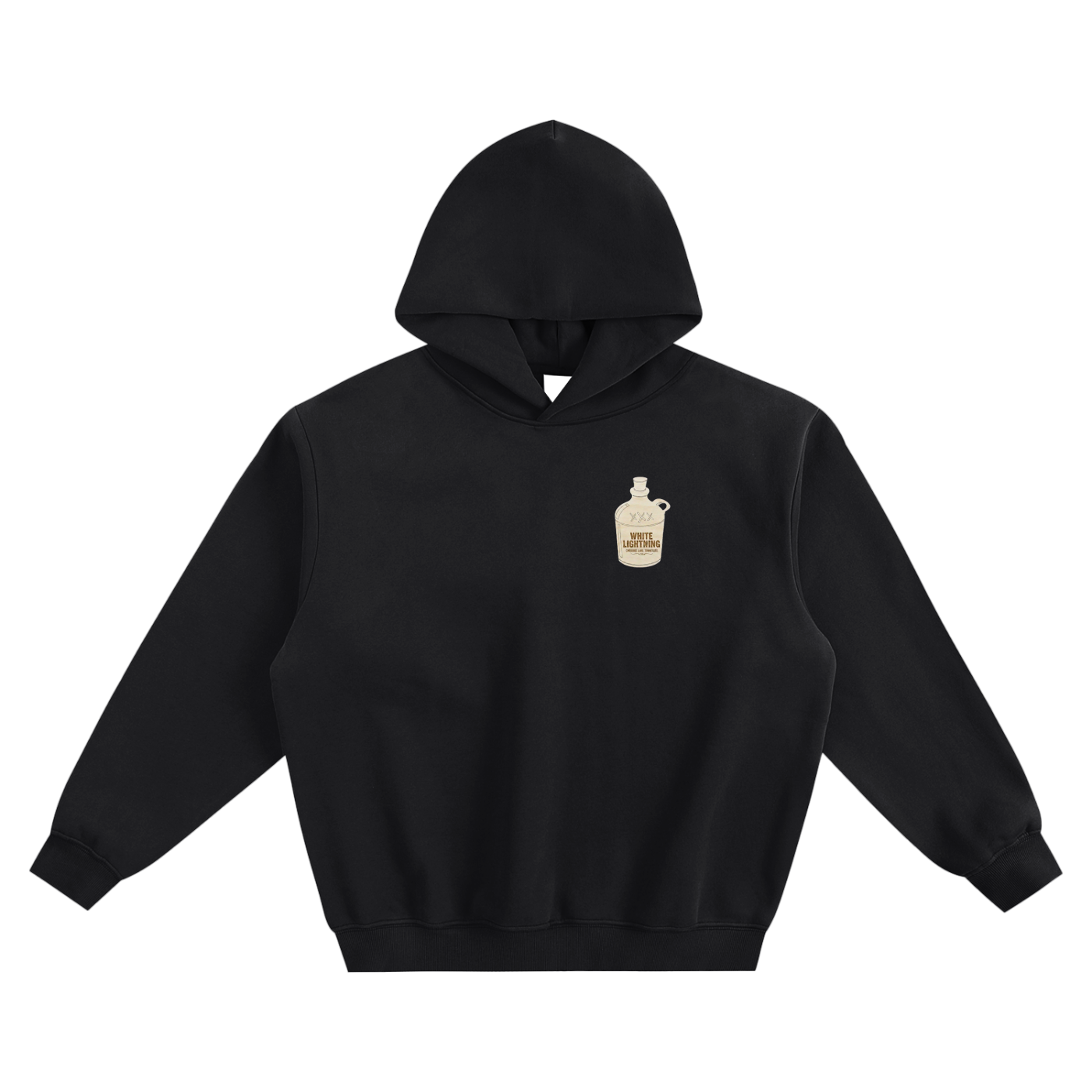 White Lightning "full throttle" Fleeced Boxy Hoodie