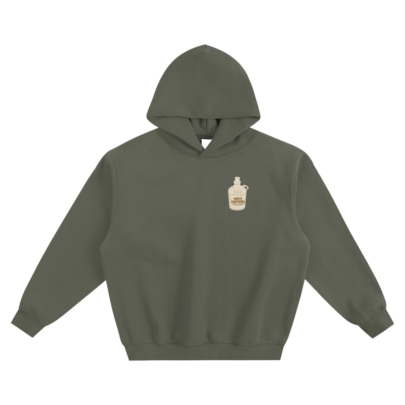 White Lightning "full throttle" Fleeced Boxy Hoodie