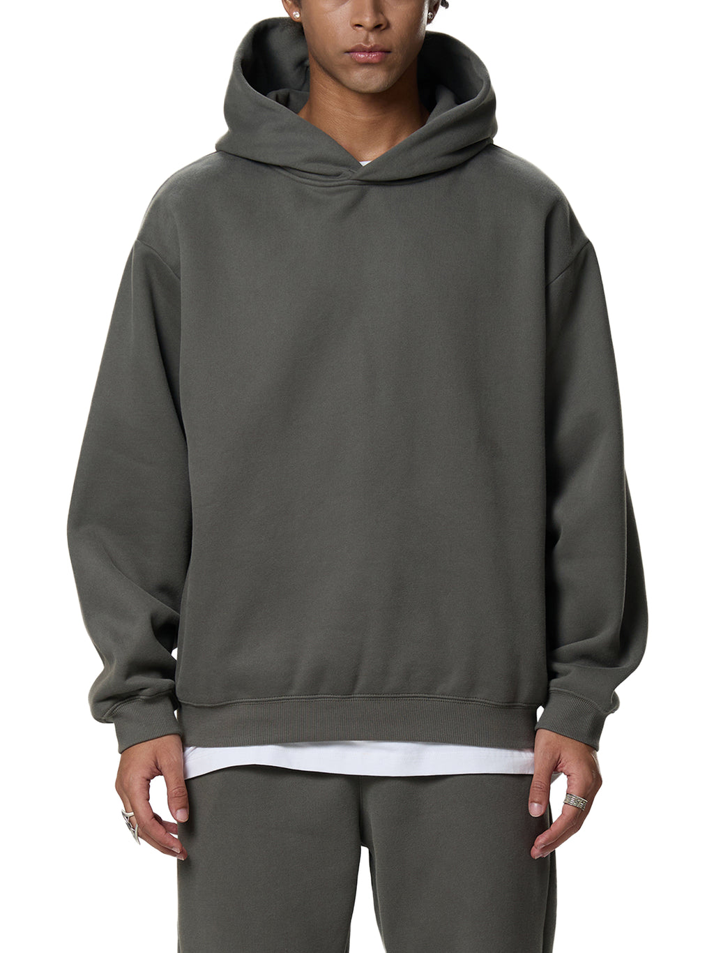 White Lightning "full throttle" Fleeced Boxy Hoodie