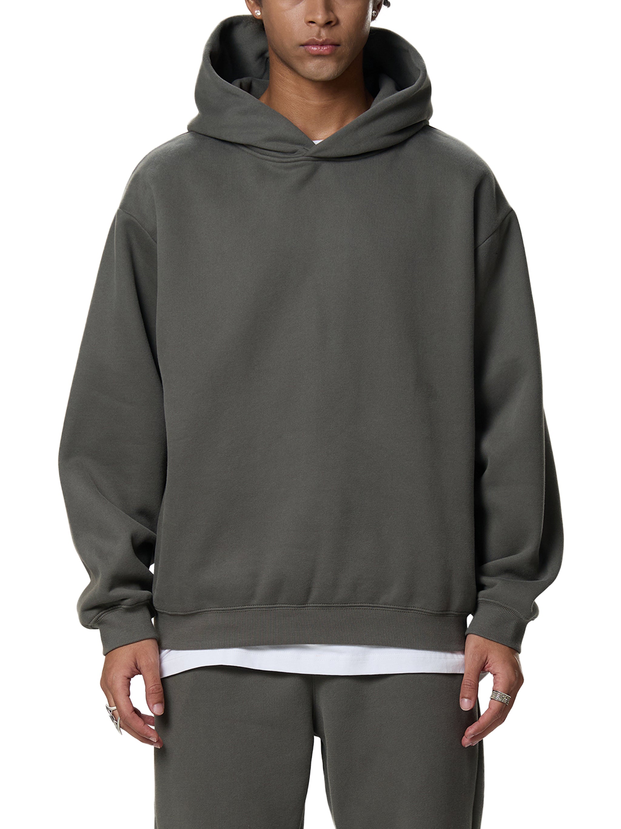White Lightning "full throttle" Fleeced Boxy Hoodie